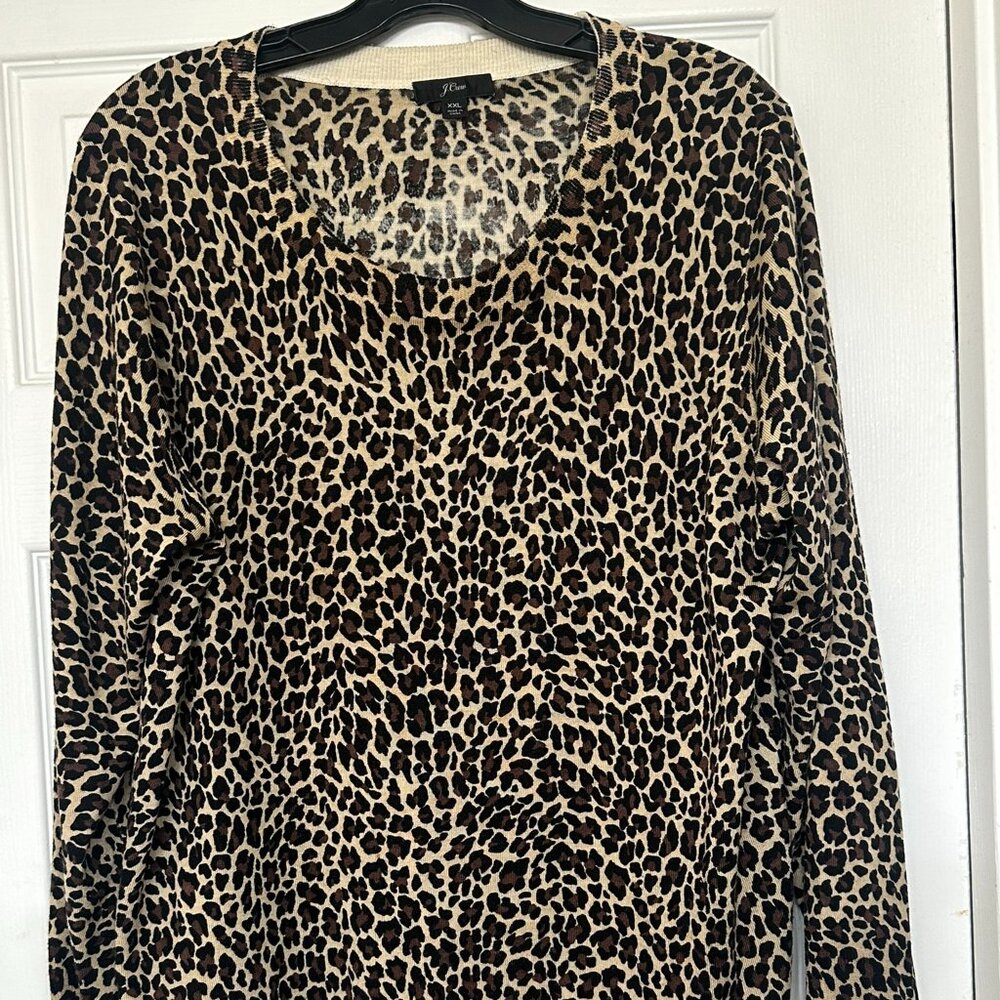 J. Crew Women's Leopard Wool Pullover Sweater Size 2X